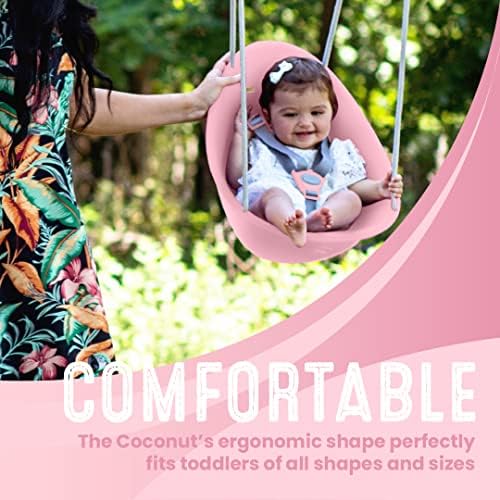 Swurfer Coconut Toddler Swing – Comfy Baby Swing Outdoor, 3- Point Adjustable Safety Harness, Secure, Safe Quick Click Locking System, Blister-Free Rope, Easy Installation, Ages 6-36 Months