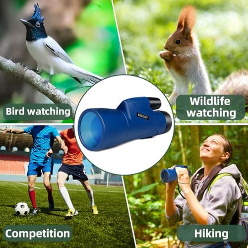 Gosky Monoculars Telescope, 12x55 HD Monocular for Adult with BAK4 Prism & FMC Lens, Lightweight Monocular with Smartphone Adapter Suitable for Bird Watching Hunting (Blue)