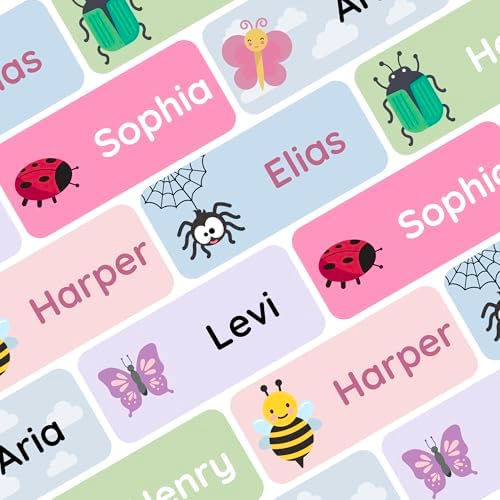 – Personalized Name Labels for Kids (120) – Waterproof & Durable Stickers for Clothing, School & Daycare Items - Insects
