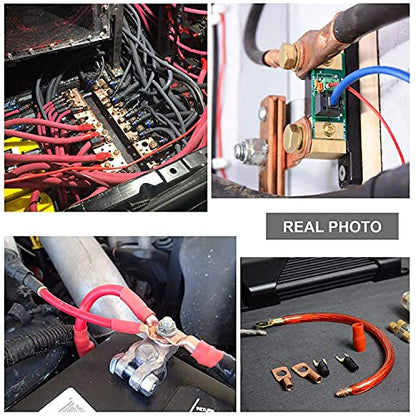 TKDMR 8pcs 4/0 AWG-1/2 Battery Lugs,Heavy Duty Wire Lugs,Ring Terminals,Battery Cable Ends,0 Guage terminals,Battery Terminal Connectors with 8pcs 3:1 Heat Shrink Tubing