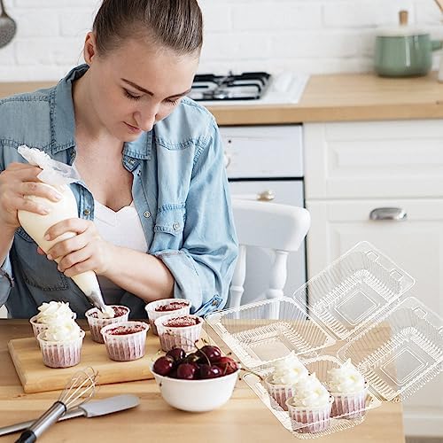 200 Pcs Clear Plastic Take out Containers,Disposable Fancy Hinged Top Square Clamshell Food Boxes,Cake Slice Containers Clamshell Takeout Tray with Clear Lids,5.3x4.7x2.8 Inch