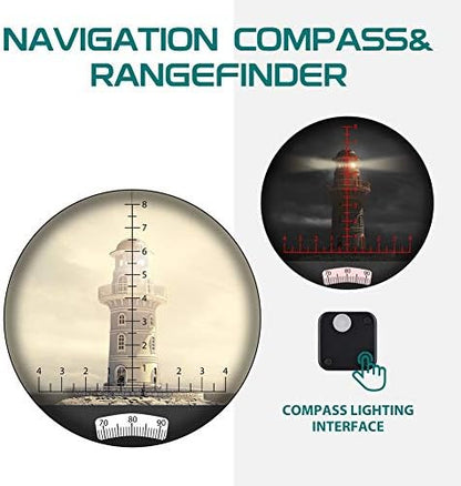 Waterproof Military 7x50 Marine Binoculars,Hooway Binoculars with w/Internal Rangefinder & Compass for Navigation,Boating(Black)