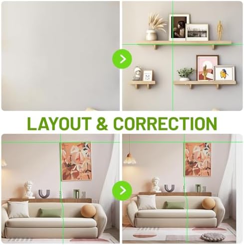 Huepar Laser Level, 100ft Self Leveling Green Cross Line Laser for Picture Hanging, Tile, Decoration & DIY Indoor Construction – 360° Magnetic Base & Battery Included