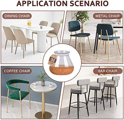 YOZON Chair Leg Floor Protectors for Hardwood Floors Felt Furniture Pads Silicone Caps 32 Pack Non Slip Reduce Noise Clear Round Medium Fit 3/4"~1-3/16" (19-30mm)