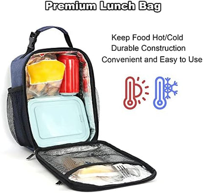 Femuar Lunch Box for Men Women Adults Small Lunch Bag for Office Work Picnic - Reusable Portable Lunchbox, Blue