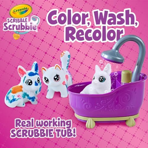 Crayola Scribble Scrubbies Tub Set (4 Pets), Washable Pet Care Toy, Coloring Animal Craft, Toys for Girls & Boys, Gifts for Kids, Ages 3+