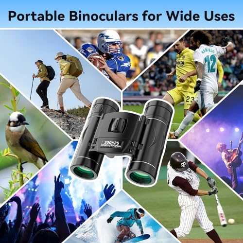 300x25 Binoculars for Adults and Kids, High Powered Mini Pocket Binoculars with Phone Adapter, Waterproof Compact Telescope for Bird Watching, Hunting, Concert, Theater, Opera, Traveling, Sightseeing