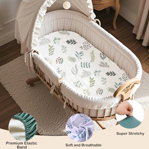 4 Pack Bassinet Sheets (19" x 33"), Compatible with Baby Delight Beside Me Dreamer and Dream On Me Skylar/Lotus/Traveler Baby Bassinet, Soft and Skin-Friendly, Mint Green and Color Rainbow
