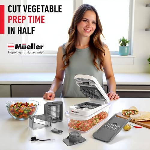 Mueller Pro-Series 10-in-1, 8 Blade Vegetable Chopper, Mandoline Slicer, Food Chopper with Container, Fruit Slicer, Kitchen Gadgets & Accessories, Home Essentials