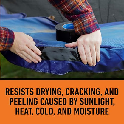 Gorilla All Weather Duct Tape, Black, 1.88" x 25 yd (Pack of 6) - UV and Temperature Resistant Waterproof Tape for Outdoor Repairs