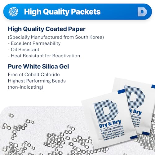 Dry & Dry 3 Gram [1000 Packets] Silica Gel Packets Silica Gel Desiccants, Silica Gel Packs - Rechargeable (Food Safe) Silica Gel Packets, Silica Packets