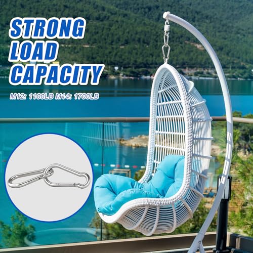 Large Carabiner Clip Hooks, 2pcs 7 inch Carabiners Heavy Duty, 304 Stainless Steel Spring Snap Hook Fits Camping Hanging Hiking Weight Lifting, Metal Clips for Rope or Chain