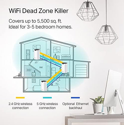 TP-Link Deco S4 Mesh AC1900 WiFi System - Up to 5,500 Sq.ft. Coverage, Replaces WiFi Router and Extender, Gigabit Ports, Works with Alexa, Deco S4(3-Pack)