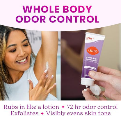 Lume Whole Body Deodorant - Invisible Cream Tube - 72 Hour Odor Control - Aluminum Free, Baking Soda Free, Skin Safe - 3.0 ounce (Pack of 2) (Lavender Sage)