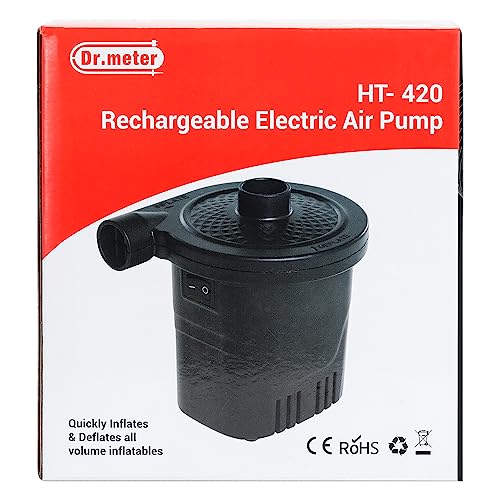 Dr.meter Air Pump for Inflatables, Rechargeable 4000mAh Battery Air Mattress Pump - Portable Quick-Fill Inflator Deflator for Outdoor Camping Inflatable Pool Float Boat Raft Yoga Ball Swim Ring Airbed