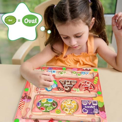 Magnetic Color & Shape Maze - Montessori Toys for 3 Years Old Girl Boy, Color and Shape Sorting Toy, Magnetic Activity Puzzle Board for Kids, Fine Motor Skill Game