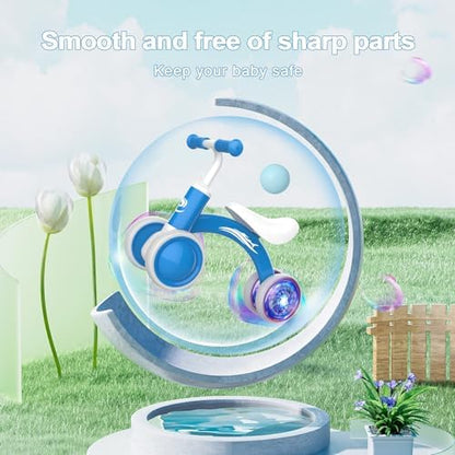 Colorful Lighting Baby Balance Bike Toys for 1 Year Old Boy Girl Gifts, 10-36 Month Toddler Balance Bike, No Pedal 4 Silence Wheels & Soft Seat First Riding on Toys, 1st Birthday Gifts