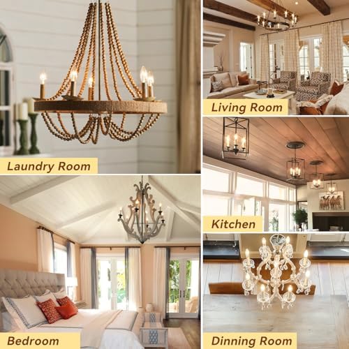 TJOY LED Candelabra Bulbs Dimmable, 60W Equivalent Chandelier Light Bulb, E12 Small Base, 4.5W 2700K Soft Warm White, B11 Vintage Filament Clear Glass Candle Light for Ceiling Fan Chandeliers, 12Pack