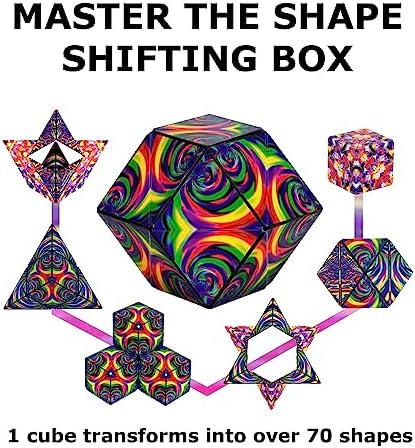 SHASHIBO Shape Shifting Box - STEM Magnetic Fidget Cube that Transforms Into Over 70 Shapes, Download Fun in Motion Toys Mobile App (Confetti)
