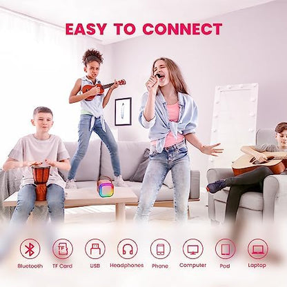IROO Mini Karaoke Machine for Kids, 2025 TOP Toys Birthday Gifts Ideas for Girls Ages 4, 5, 6, 7, 8, 9, 10, 12+ Years Old, Portable MP3 Player with 2 Wireless Mics for Party