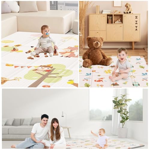 Baby Play Mat, 50 x 50 Inch Play Mat Perfect for Use Baby Playpen, Foldable Baby Foam Playmat for Floor, Portable Waterproof Activity PlayMats for Babies, Infants and Toddlers