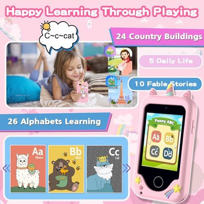 Kids Phone for Girls Boys, Touchscreen Toddler Smartphone Learning Toy, 3-10 Year Old Christmas Birthday Gift, Play Cell Phone With Camera, Games, Music, 8GB Card