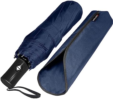 SIEPASA Two Pack The Original Portable Travel Umbrella - Umbrellas for Rain Windproof, Compact Umbrella for Wind and Rain, Backpack, and On-the-Go.(Navy Blue & Navy Blue, 2 Pack)