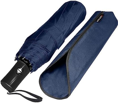 SIEPASA Two Pack The Original Portable Travel Umbrella - Umbrellas for Rain Windproof, Compact Umbrella for Wind and Rain, Backpack, and On-the-Go.(Navy Blue & Navy Blue, 2 Pack)