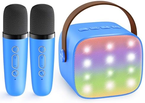 YLL Mini Karaoke Machine for Kids Adults, Portable Bluetooth Speaker with 2 Wireless Microphones, Birthday Gifts Toys for Girls Boys Ages 3, 4, 5, 6, 7, 8, 9,10,11,12+ Years Old Toddler (Royal-Blue)