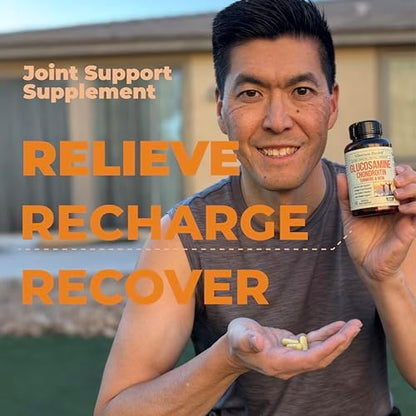 Glucosamine Chondroitin MSM and Turmeric Supplement - Joint Support Supplement for Women & Men with Boswellia & Glucosamine Sulfate 1500mg. Used for Cartilage & Joint Health & Flexibility - 2 Pack