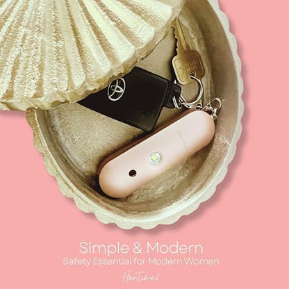 Personal Safety Alarm – Travel Safe Waterproof – Gift for Women College Girls – Self Defense Keychain – Extra Loud Siren – Strobe Light – Cute Key Chains Protection (Rose Gold)