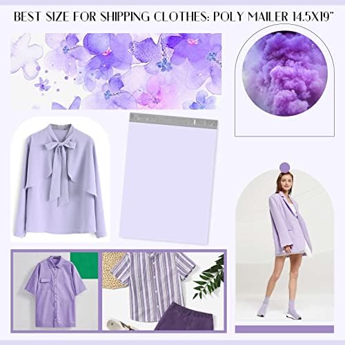 Metronic Large Poly Mailers 24x24 100 Pcs, Strong Adhensive Shipping Bags for Clothing, Waterproof Mailers Bags for Small Business, Shipping Envelopes, Tear-resistant Mailing Bags in Lilac Purple