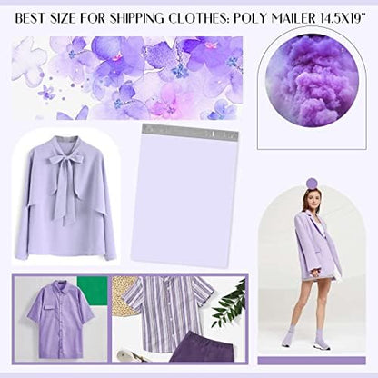 Metronic Large Poly Mailers 24x24 100 Pcs, Strong Adhensive Shipping Bags for Clothing, Waterproof Mailers Bags for Small Business, Shipping Envelopes, Tear-resistant Mailing Bags in Lilac Purple
