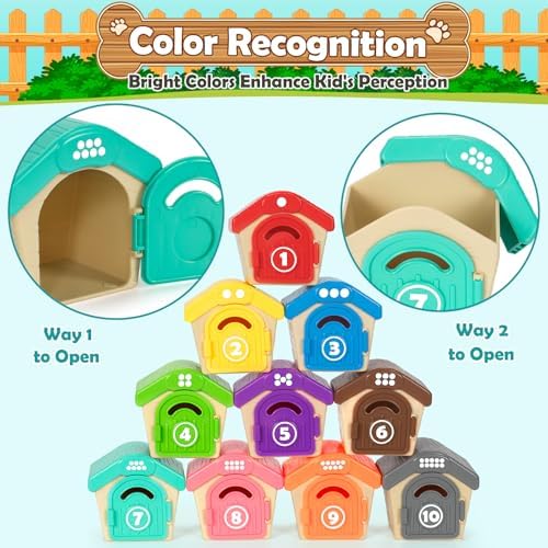 Learning Toys for Toddlers 1 2 3 Year Old Toddlers, 20Pcs Puppy Finger Puppets for Kids, Montessori Counting, Matching & Sorting Toy, Christmas Birthday Gifts for Baby Boys Girls Age 12-18 Months