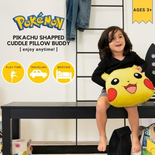 Pokemon Pikachu Anime Kids Bedding Super Soft Plush Cuddle Pillow Buddy, One Size, By Franco