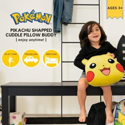 Pokemon Pikachu Anime Kids Bedding Super Soft Plush Cuddle Pillow Buddy, One Size, By Franco