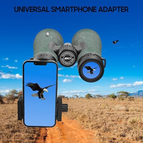 12x50 UHD Binoculars for Adults High Powered with Upgraded Phone Adapter - Large View, Lightweight, IPX7 Waterproof - Binoculars for Hunting Bird Watching Travel Cruise