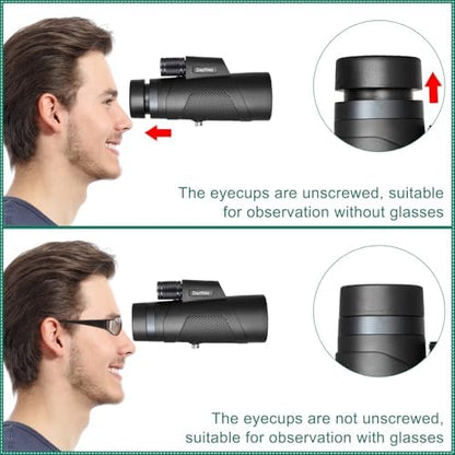 12x50 Monoculars for Adults High Powered, Monocular Compact with BAK4 Prism and FMC Lens, Clear Field of View, Monocular Telescope for Smartphone, Lightweight Monocular for Birdwatching Sports Travel