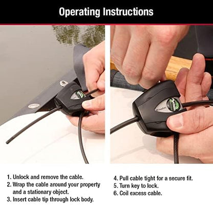 Master Lock Black Python Steel Cable Lock with Keys, Heavy Duty Anti-Theft Trail Camera and Kayak Locking Cable, 2 Pack, 8417T