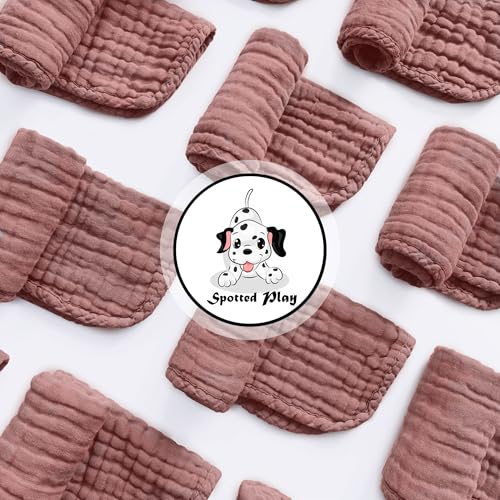 Muslin Burp Cloths 100% Cotton Large 20''x10'' Extra Soft and Absorbent Baby Wash Cloths Spit Up Rags - Baby Burping Cloth for Boys Girls Items(12 Pack Bean Paste)