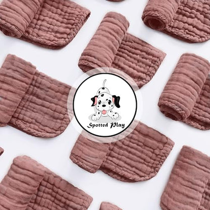 Muslin Burp Cloths 100% Cotton Large 20''x10'' Extra Soft and Absorbent Baby Wash Cloths Spit Up Rags - Baby Burping Cloth for Boys Girls Items(12 Pack Bean Paste)