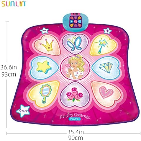 SUNLIN Dance Mat - Dance Mixer Rhythm Step Play Mat - Dance Game Toy Gift for Kids Girls Boys - Dance Pad with LED Lights, Adjustable Volume, Built-in Music, 3 Challenge Levels (3-12 Years Old)