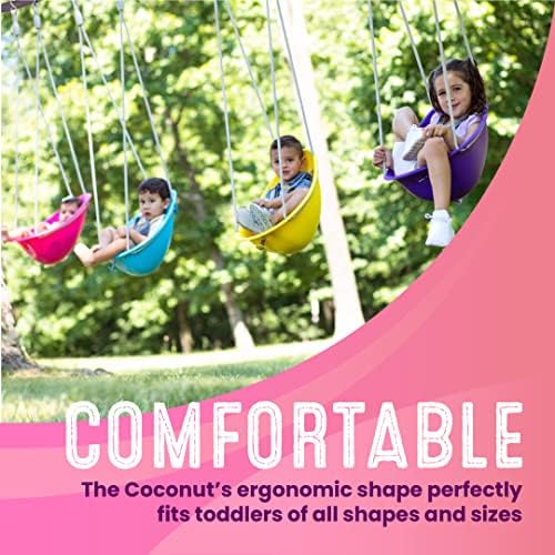 Swurfer Coconut Toddler Swing – Comfy Baby Swing Outdoor, 3- Point Adjustable Safety Harness, Secure, Safe Quick Click Locking System, Blister-Free Rope, Easy Installation, Ages 6-36 Months