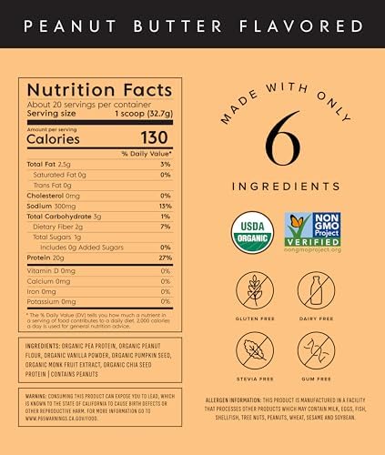 Truvani Vegan Pea Protein Powder | Peanut Butter | 20g Organic Plant Based Protein | 20 Servings | Keto | Gluten & Dairy Free | Low Carb | No Added Sugar