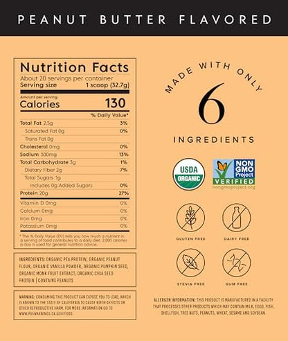 Truvani Vegan Pea Protein Powder | Peanut Butter | 20g Organic Plant Based Protein | 20 Servings | Keto | Gluten & Dairy Free | Low Carb | No Added Sugar