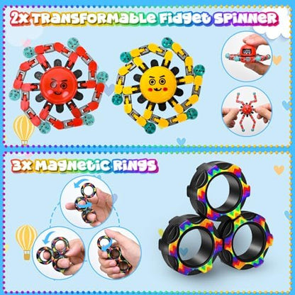 30 Pack Sensory Fidget Toys for Kids Classroom, Autism Sensory Product Calm Down Fidgets for Kids Age 5-7, 8-12, ADHD Stress Relief Travel Toys Christmas Stocking Stuffers for Teens
