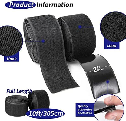 Art3d 10ft x 2 in. Hook and Loop Rolls Sticky Back, Double-Sided Adhesive Strip,Heavy Duty
