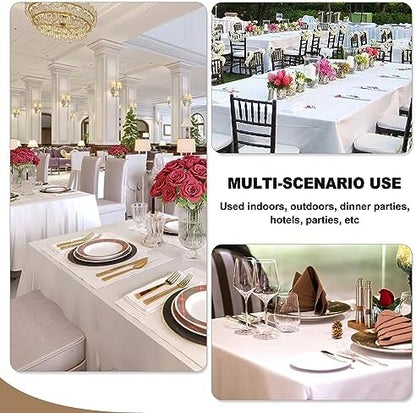 Fitable White Tablecloths for Rectangle Tables, 6 Pack - 70 x 120 Inches - Reusable and Washable Table Clothes for 6-8 Ft Tables, Polyester Fabric Table Covers for Wedding, Party, Banquet