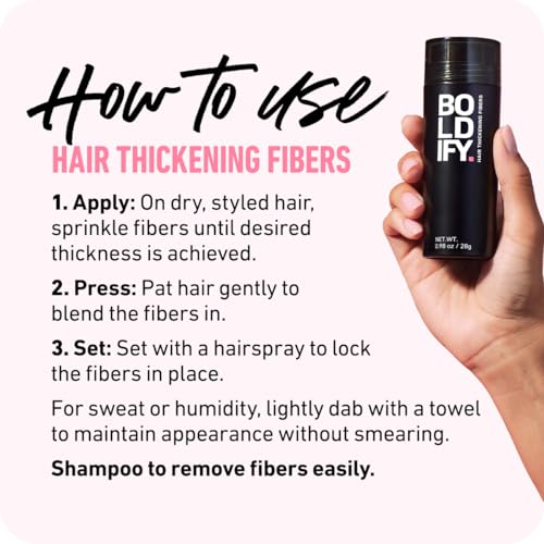 BOLDIFY Hair Fibers (28g) - Fill In Thinning and Fine Hair for an Instantly Fuller, Thicker Look - 14 Shades for Women & Men - Ash Brown