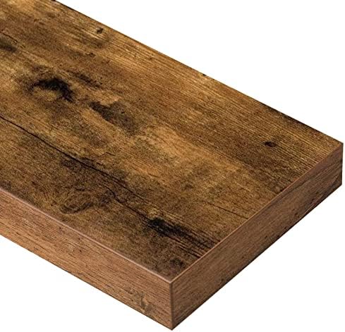 QEEIG Bathroom Floating Shelves for Wall Mounted Shelf Over Toilet Farmhouse Home Decor Display Shelving Small 16 inch Set of 2, Rustic Brown (008-40BN)